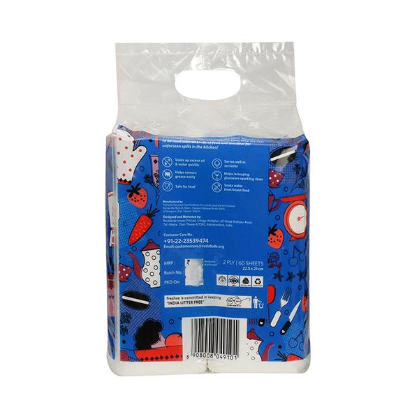 Freshee 4 in 1 Super Absorbent Food Safe 2 Ply Premium Kitchen Towels (Pack of 2) - Tissues & Wipes