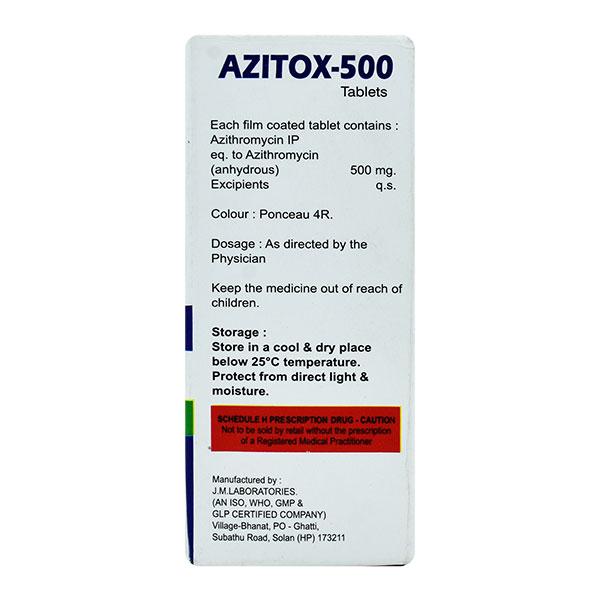 AZITOX 500mg Tablet 3's - Bacterial Infections-Mac