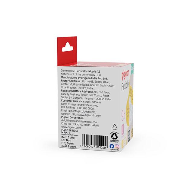 Pigeon Flexible Slim Neck Round Hole 9+ Months Peristaltic Nipple (L) 3's - Feeding & Nursing