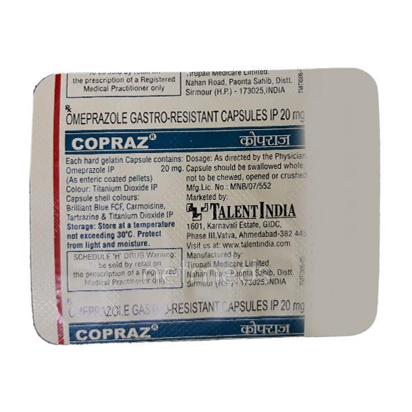 Copraz 20mg Capsule 10'S - Ulcer/Reflux/Flatulence-Aaa