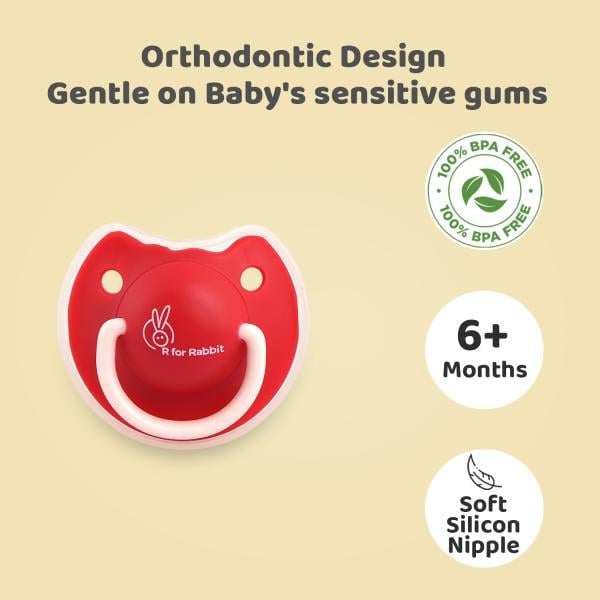 R for Rabbit Tusky Pacifier for kids of 6 months - Red 1's - Pacifiers & Teethers
