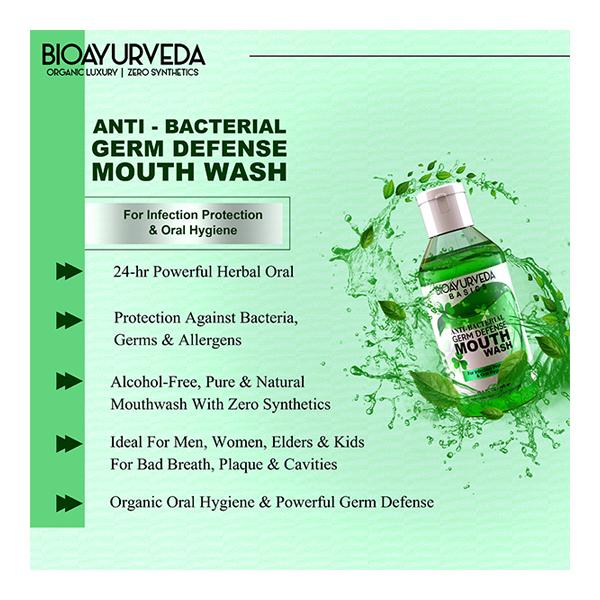 Bioayurveda Basics Anti-Bacterial Germ Defense Mouth Wash 200 ml - Mouthwash