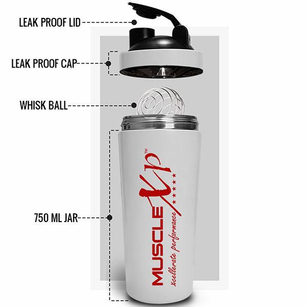 MuscleXP Classic XP Gym Shaker - White 750 ml - Gym Accessories