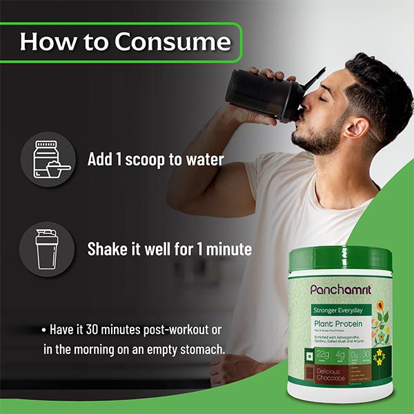 Panchamrit Plant Protein (Pea & Brown Rice Protein) - Delicious Chocolate 500 gm - Protein Drink