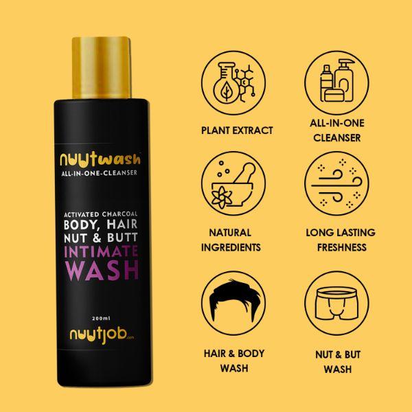 Nuutwash Activated Charcoal Intimate Wash 200 ml - Intimate Hygiene
