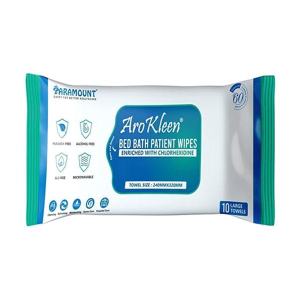 AroKleen Bed Bath Patient Wipes - Chlorhexidine (240 mm x 320 mm) (Pack of 4 x 10's) 1's - Drapes,Caps & Gowns