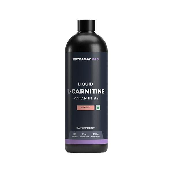 Netmeds | Nutrabay Pro L Carnitine +Vitamin B5 Liquid - Orange 450 ml