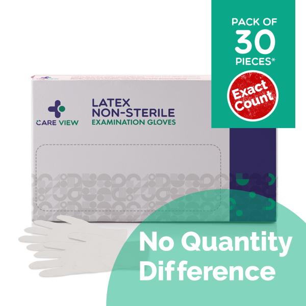 Care View Non Sterile Latex Medical Examination Hand Gloves 30's - Gloves - S