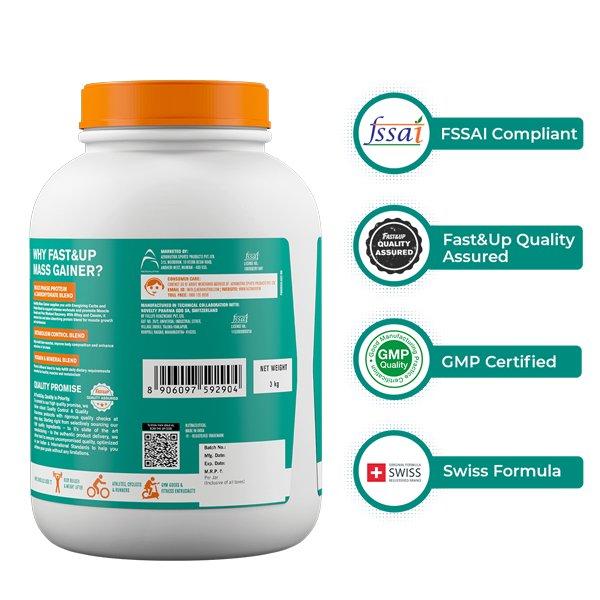 Fast&Up Mass Gainer Protein Powder - Banana Flavour 3000 gm - Whey Proteins