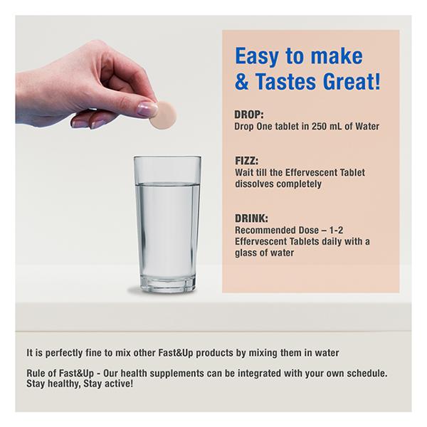 Fast&Up L-Arginine 1500 mg Effervescent Tablet - Tangy Orange Flavour 20's - Amino Acids