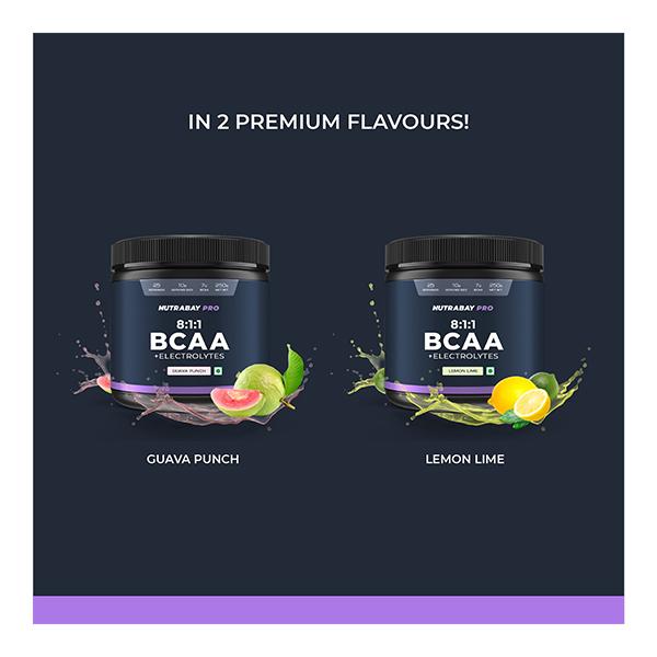 Nutrabay Pro 8.1.1 BCAA + Electrolytes - Guava Punch 250 gm - Bcaa Supplements