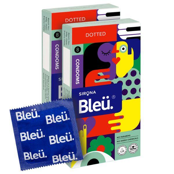Netmeds | Bleu High Grade Natural Latex Dotted Condoms (Pack of 2 X 8's)