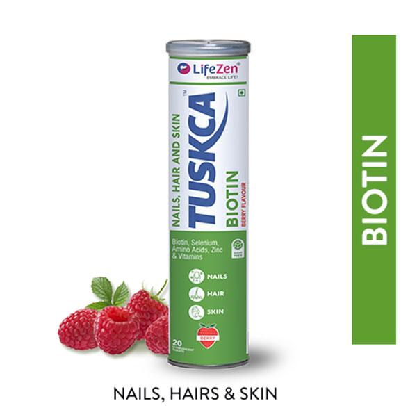 Netmeds | LifeZen Tuskca Biotin Effervescent Tablet - Berry 20's