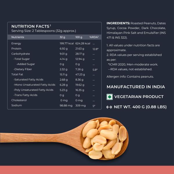 Nutrabay Foods Original Peanut Butter - Chocolate Intense, Creamy 400 gm - Weight Loss