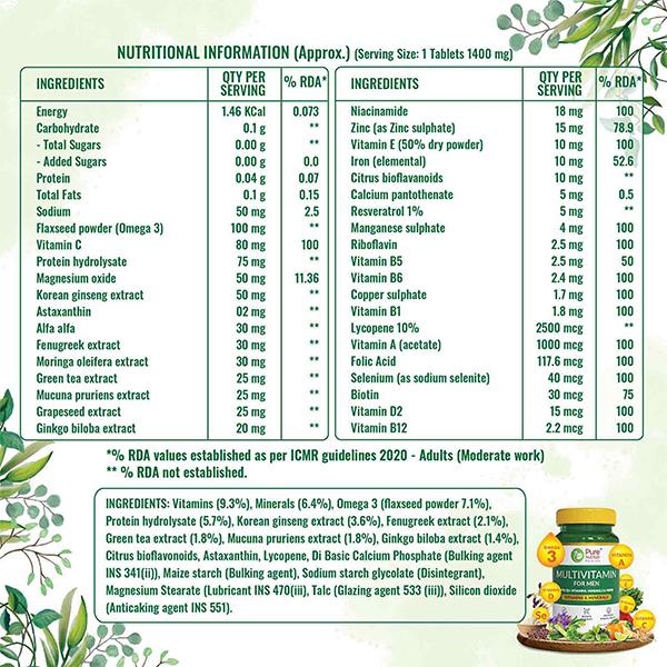 Pure Nutrition Multivitamin Tablets- Men 30's - Multi-Vitamins