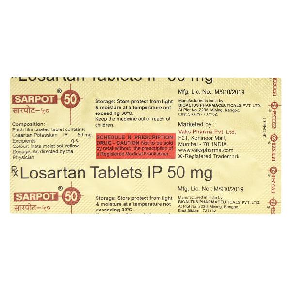 SARPOT 50mg Tablet 10's - Hypertension-Ang