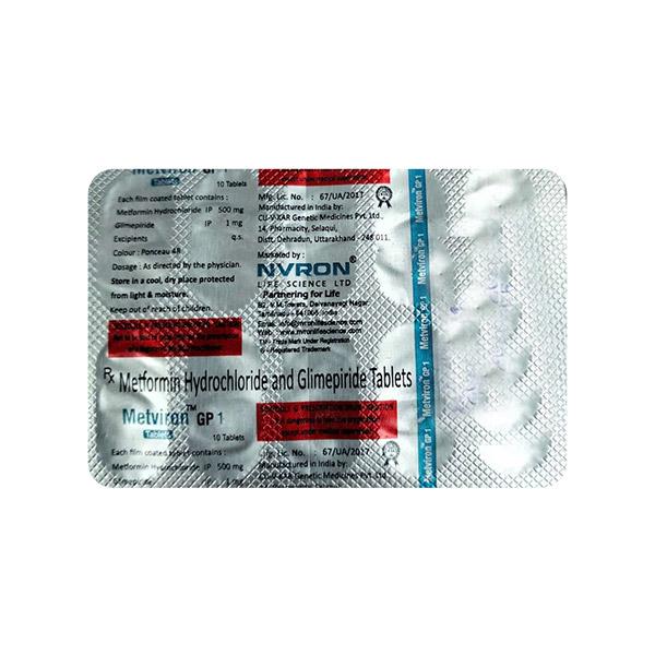 METVIRON GP 1mg Tablet 10's - Diabetes-Ant