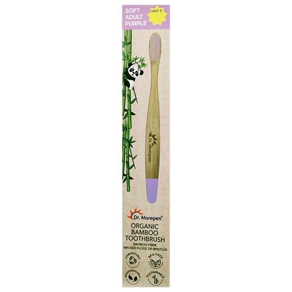 Dr. Morepen Organic Bamboo Adult Toothbrush Combo Pack (Soft) (Purple 1's + Pink 1's) - Toothbrushes