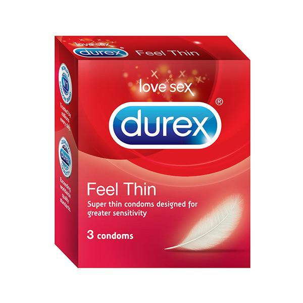 Durex Condoms - Feel Thin 3's - Plain/Flavoured Condoms