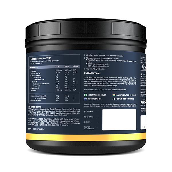 Nutrabay Gold Concentrate Whey Protein - Cafe Mocha 500 gm - Whey Proteins
