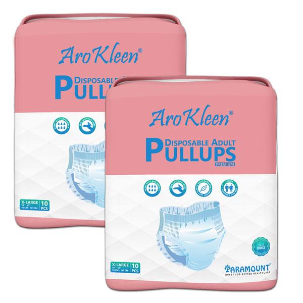 Netmeds | AroKleen Premium Pull Ups Disposable Adult Diaper (XL) (96 cm - 165 cm) (Pack of 2 x 10's) 1's