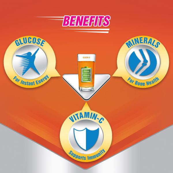 Glucon-D Instant Energy Powder - Tangy Orange (Refill) 450 gm - Energy Drinks