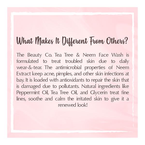 The Beauty Co. Face Wash Gel - Tea Tree & Neem 100 ml - Face Wash & Cleansers