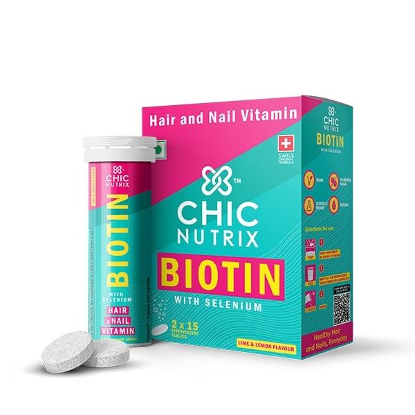 Chicnutrix Biotin With Selenium Effervescent Tablet - Lime & Lemon Flavour (Pack of 2 x 15's) - Hair & Skin