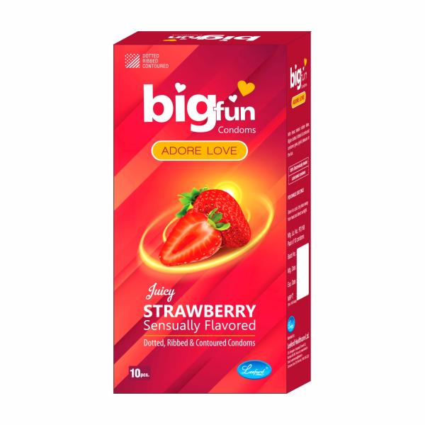 Bigfun Condoms - Juicy Strawberry 10's - Plain/Flavoured Condoms