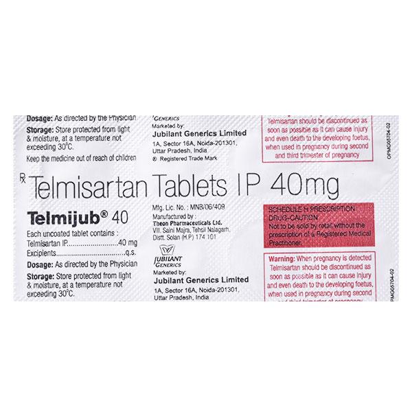 TELMIJUB 40 Tablet 10's (N) - Hypertension-Ang