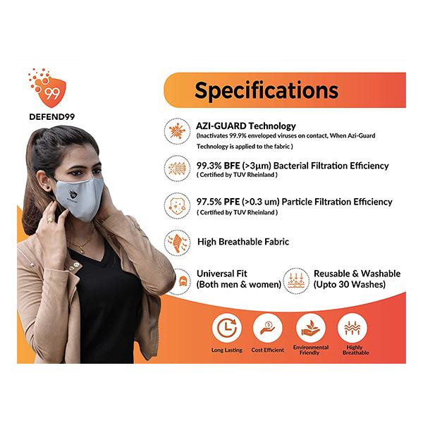 Defend99 Reusable Face Mask 1's - Face Mask