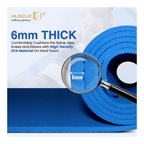MuscleXP Yoga Mat with Cover Bag - Blue 1's - Workout Essentials
