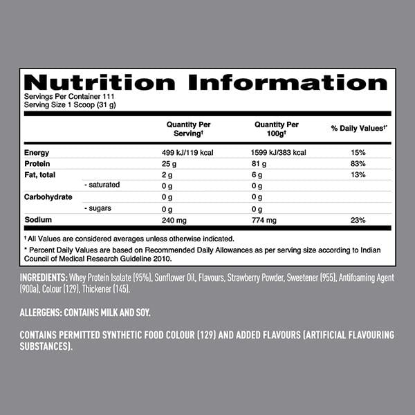 Isopure Zero Carb Protein Powder - Strawberries & Cream Flavour 7.5 lb - Workout Essentials