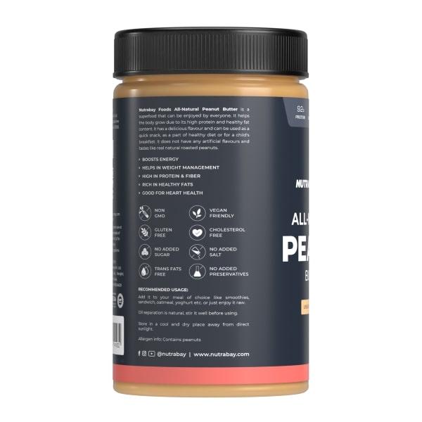 Nutrabay Foods All Natural Peanut Butter - Unsweetened, Creamy 750 gm - Nutritional Bars