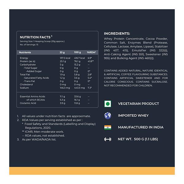Nutrabay Gold Concentrate Whey Protein - Cafe Mocha 500 gm - Whey Proteins