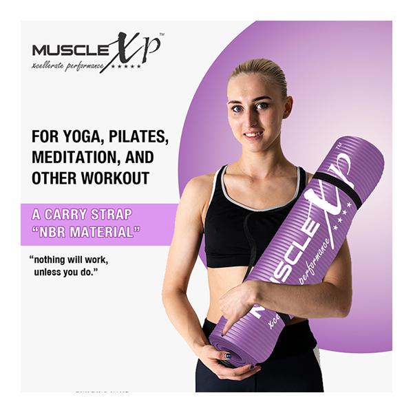 MuscleXP (10 mm) Thick NBR Material Yoga Mat - (Purple) 1's - Workout Essentials