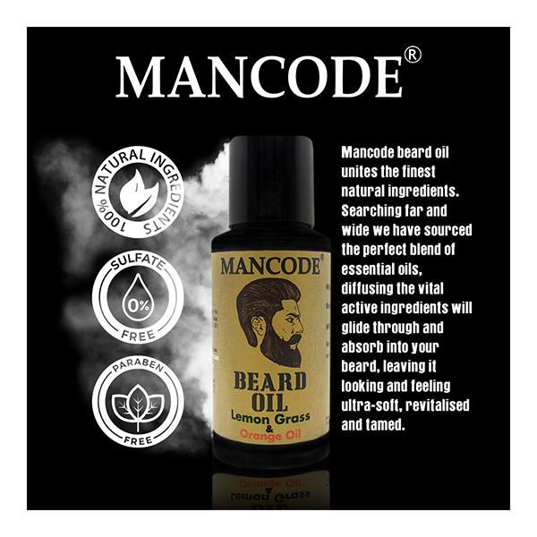 Mancode Beard Oil - Lemon Grass & Orange Oil 100 ml - Beard Oil