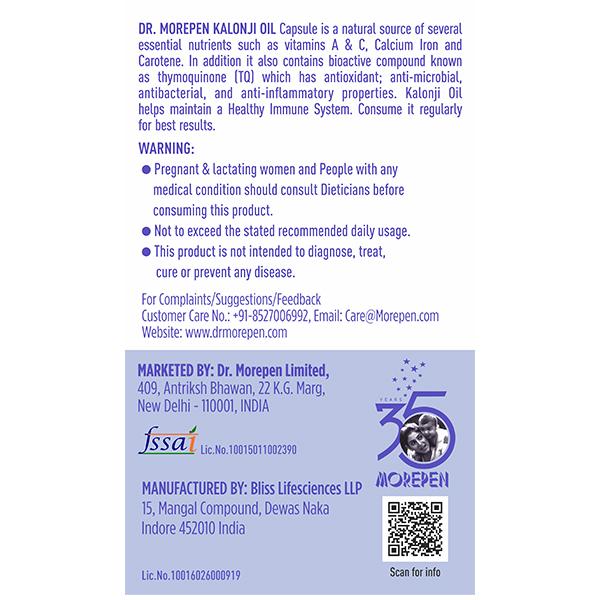 Dr. Morepen Kalonji Oil Capsule 60's - Vital Health