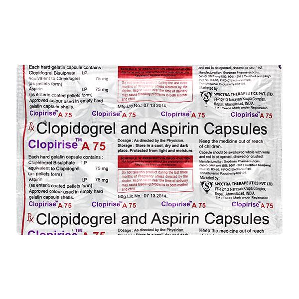 CLOPIRISE A 75 Capsule 10's - Blood Clot-Ant