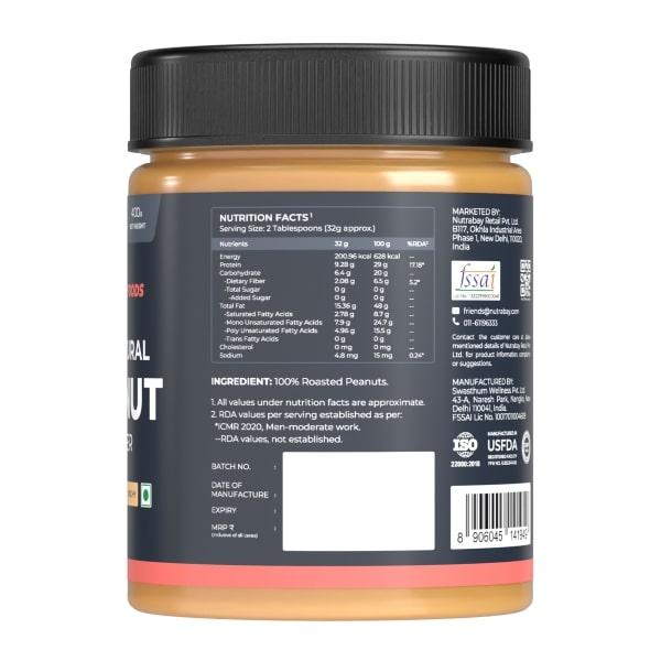 Nutrabay Foods All Natural Peanut Butter - Unsweetened, Crunchy 400 gm - Weight Loss