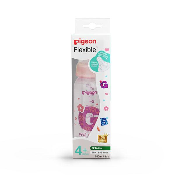 Netmeds | Pigeon Flexible 4+ Months PP Feeding Bottle - Pink 240 ml