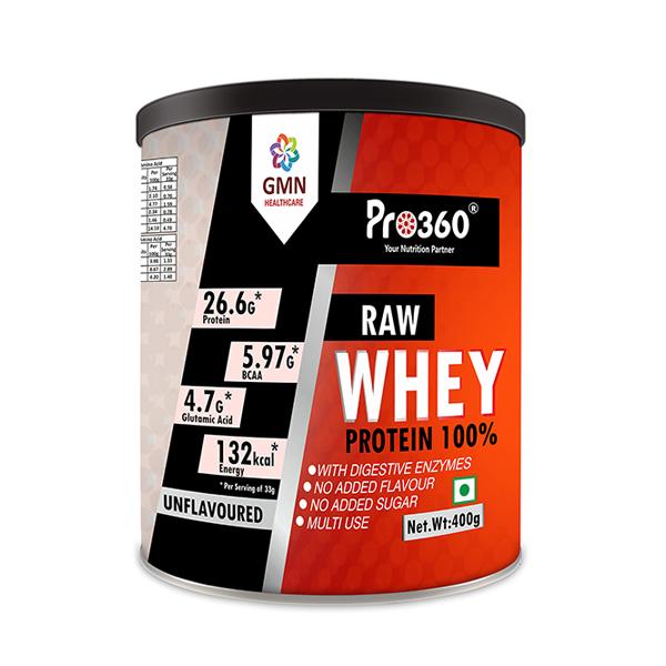 Netmeds | Pro360 Raw Whey Protein Powder - Unflavoured 400 gm