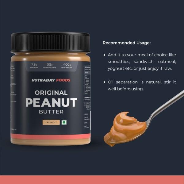 Nutrabay Foods Original Peanut Butter - Crunchy 400 gm - Weight Loss