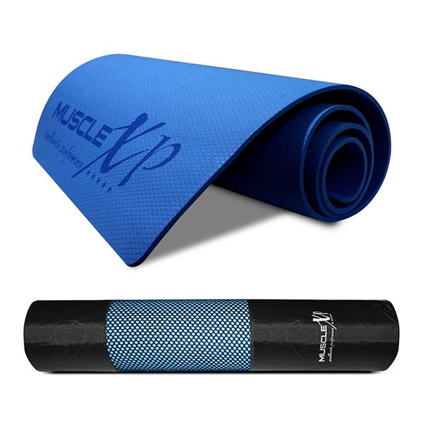 MuscleXP Yoga Mat with Cover Bag - Blue 1's - Workout Essentials