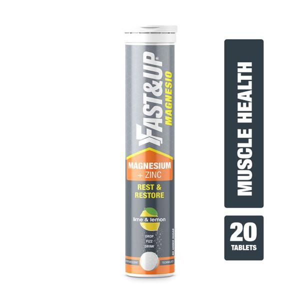 Fast&Up Magnesio Magnesium & Zinc Effervescent Tablets - Lime & Lemon Flavour 20's - Calcium And Minerals