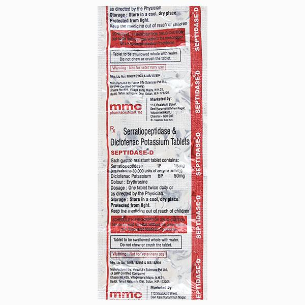 Septidase D Tablet 10'S - Pain relief-Nsa