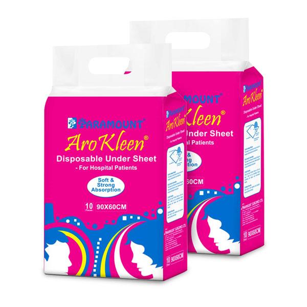 Netmeds | AroKleen Disposable Under Sheet (L) (90 x 60 cm) - For Hospital Patients (Pack of 2 x 10's) 1's
