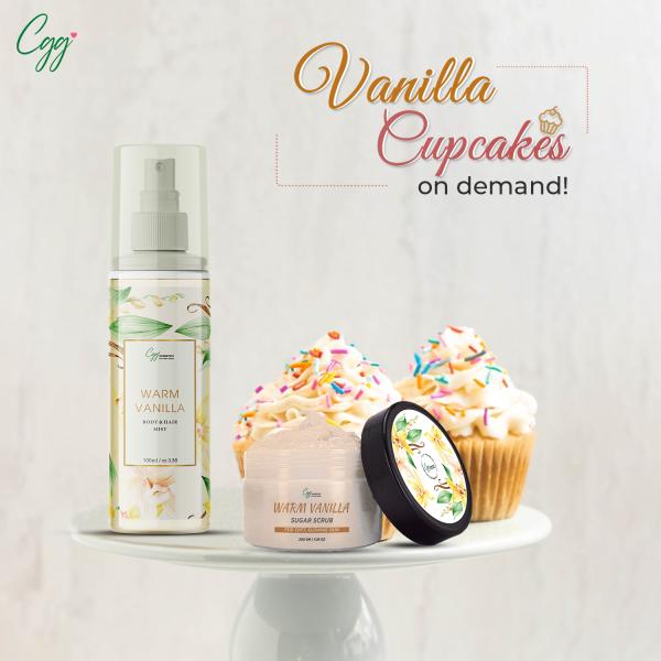 CGG Cosmetics Warm Vanilla Sugar Scrub 200 gm + CGG Warm Vanilla Hair & Body Mist 100ml (Combo Pack) 300 gm - Lotions & Creams