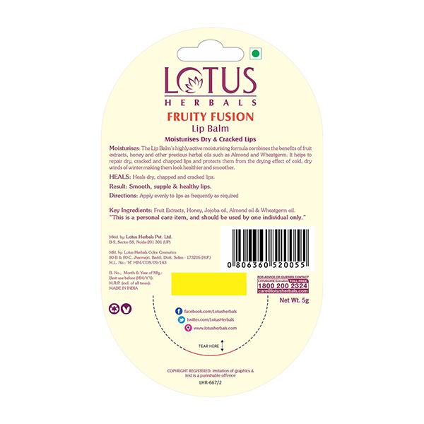 Lotus Herbals Lip Balm Fruity Fusion 5 Gm - Lip Balms
