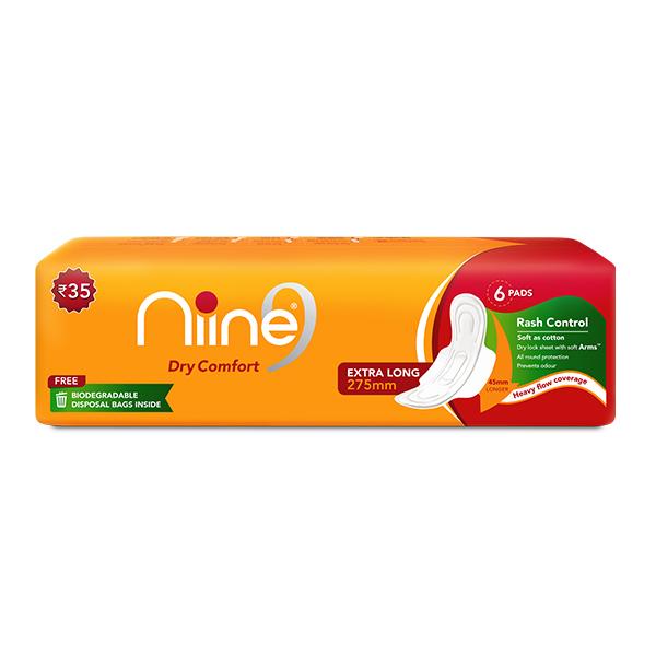 Niine Sanitary Pad Extra long (Pack of 4 x 6's) - Sanitary Napkins